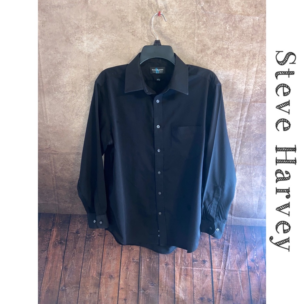 Steve Harvey Men’s Black LS Dress Shirt-Size Large-GUC!!